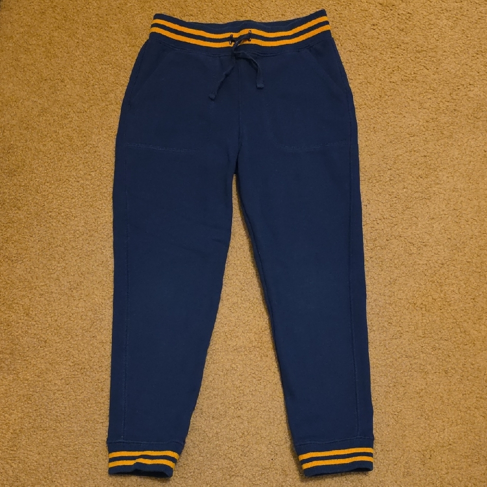 Janie and Jack Blue Joggers with Gold Stripes